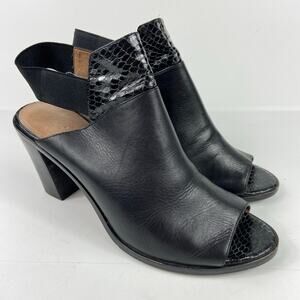 Donald JPliner Khloe Black Leather Open Toe Heel Ankle Strap 9.5